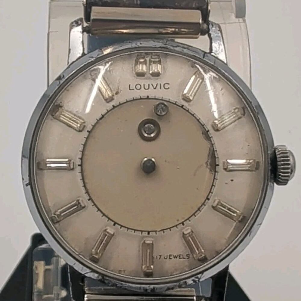 Vintage Louvic Mystery Dial Mens Swiss Wrist Watch DeLuxe Automatic Not Running